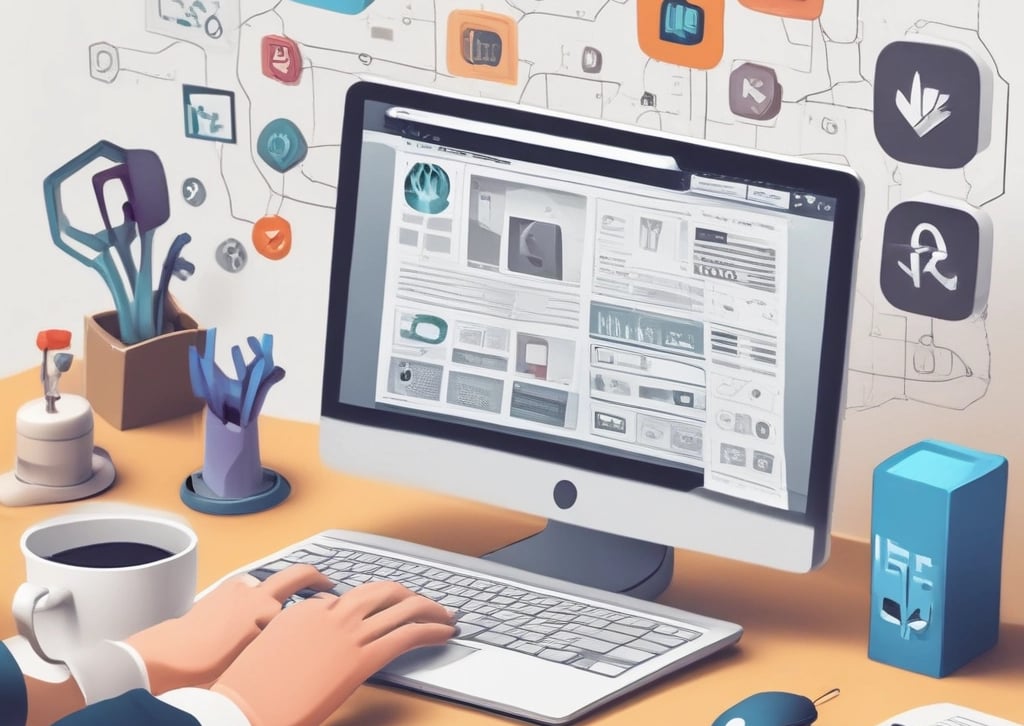 A professional office desk with a laptop, notebook, and a cup of coffee, symbolizing business communication.