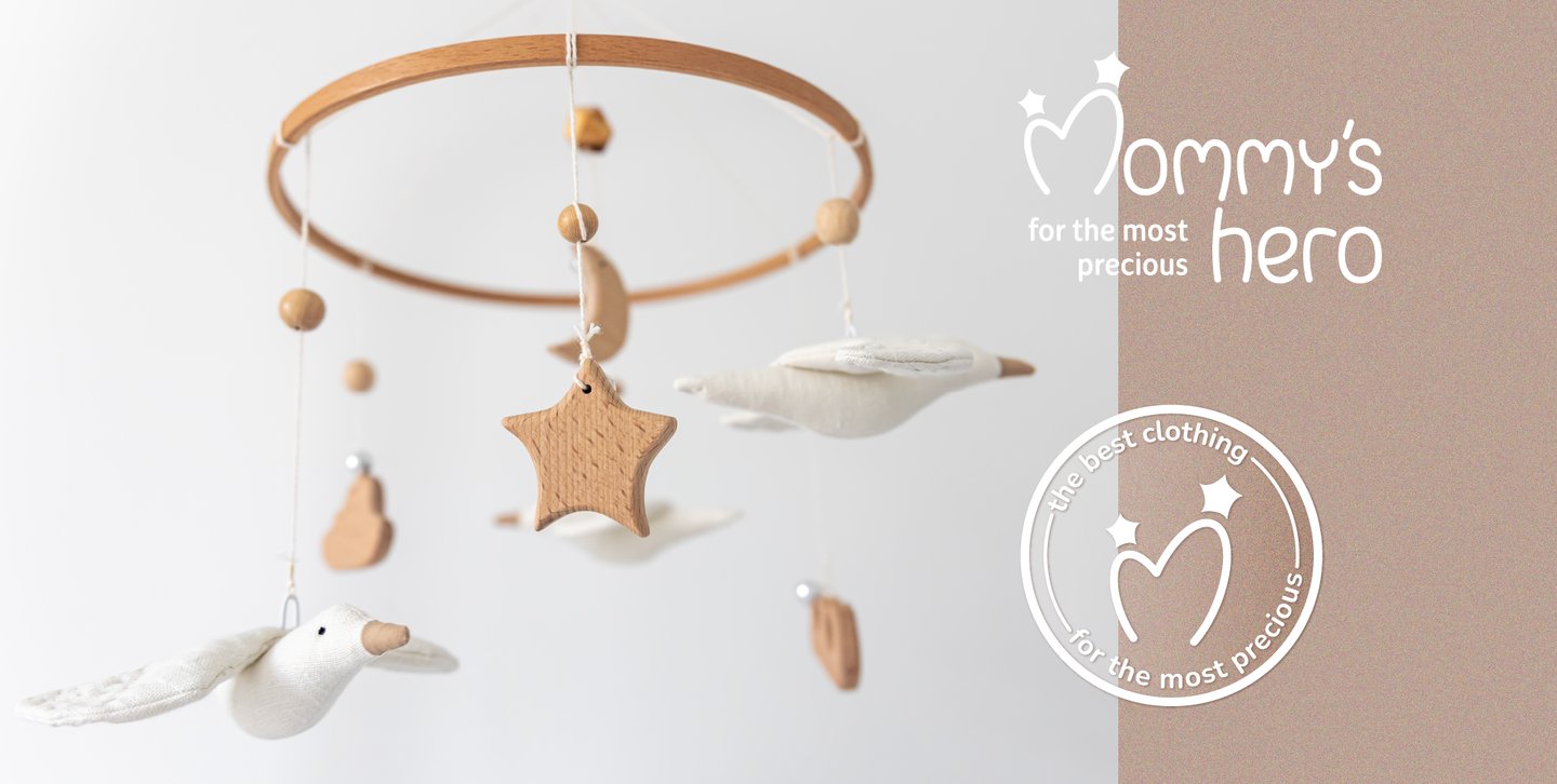 Cute and gentle Logo and Brand Identity for baby store Mommy's Hero, baby mobil for crib