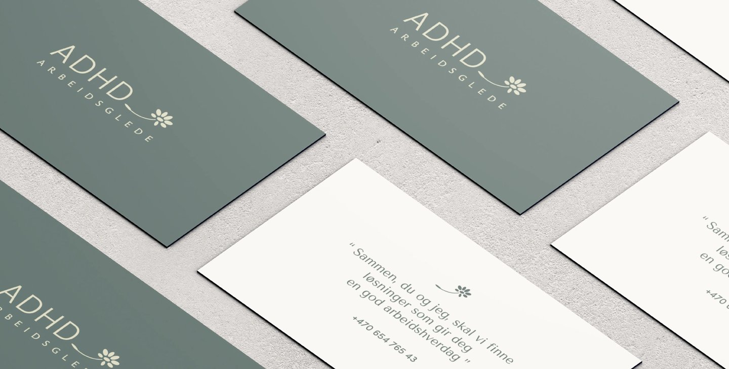 Visittkortdesign – visuell identitets eksempel – ADHD Arbeidsglede