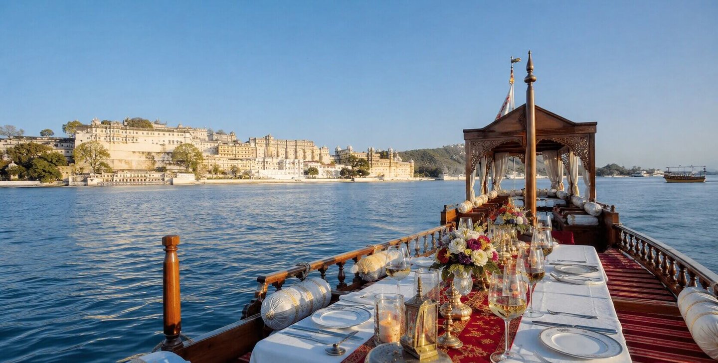 Dining on the Royal Gangaur from Taj Lake Palace Udaipur