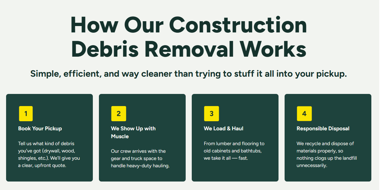 a website page with a picture of a construction worker's workbench