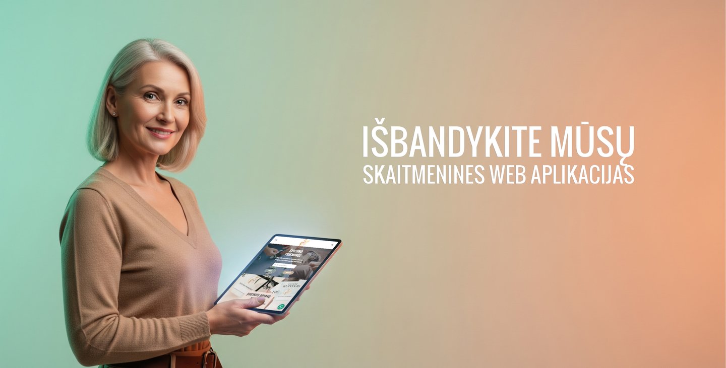 Brandi moteris su planšete