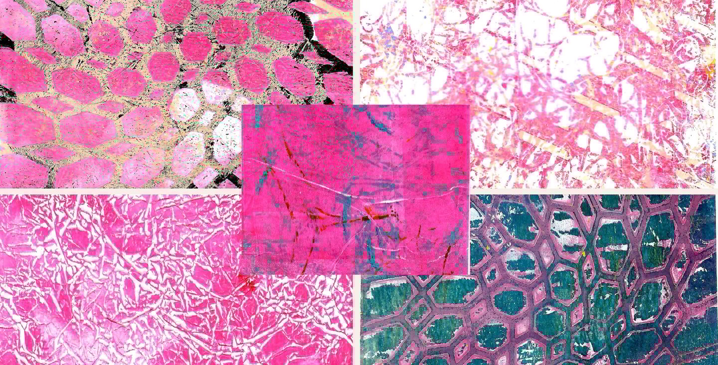 Printable collage papers in pink and teal palette