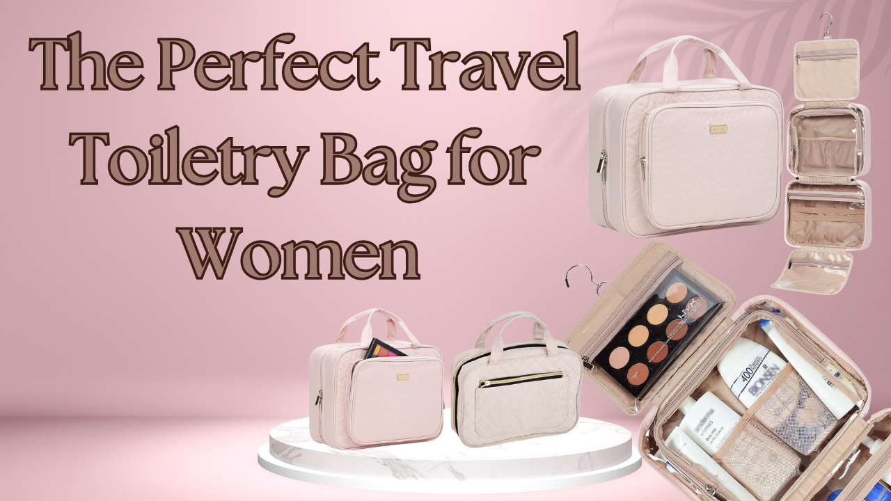 a woman's purse with a lot of makeup and cosmetics