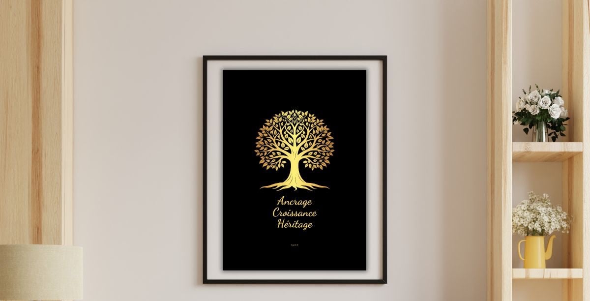 Série de posters numériques de symboles dorés