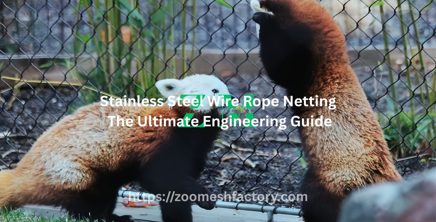 Stainless steel wire rope netting featuring flexible diamond apertures for high-security animal containment