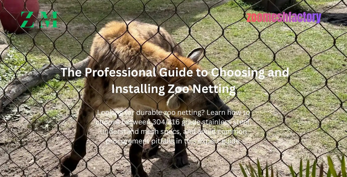 Custom stainless steel zoo netting used for large predator enclosure providing high transparency and safety.
