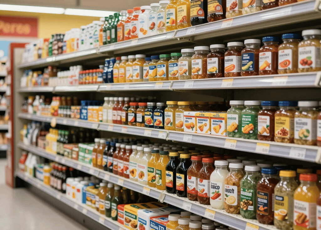 A vibrant basket overflowing with fresh fruits and vegetables on a rustic wooden table.