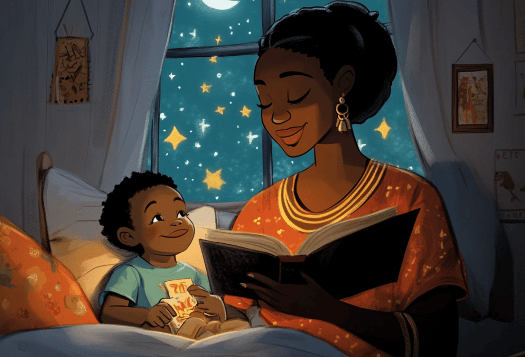 a woman reading a book while holding a baby