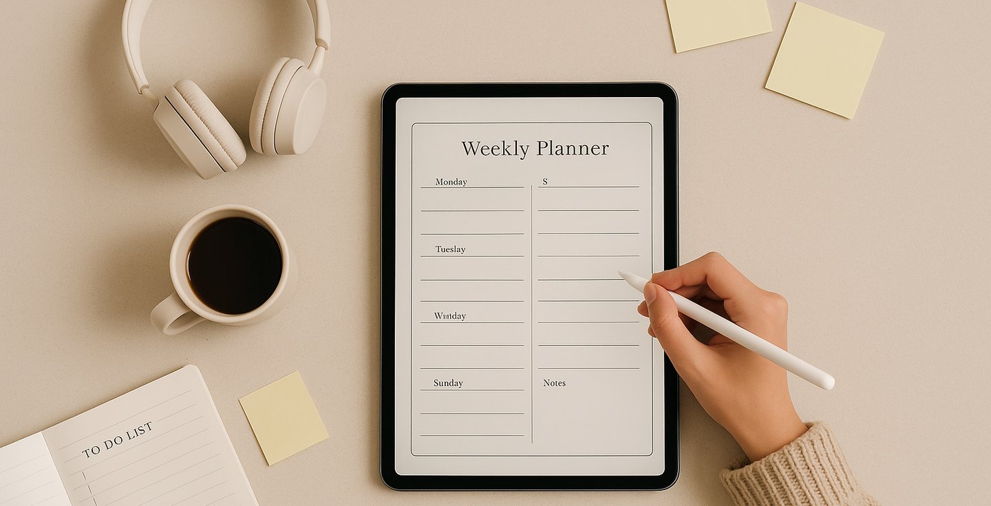 a person holding a pen and writing on a tablet