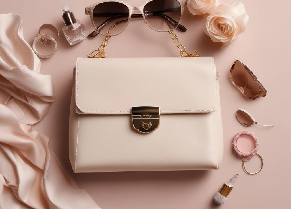 a purse with a purse and sunglasses on it