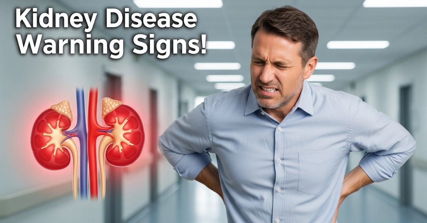 किडनी रोग के लक्षण और सावधानियाँ दिखाता स्वास्थ्य संबंधी थंबनेल