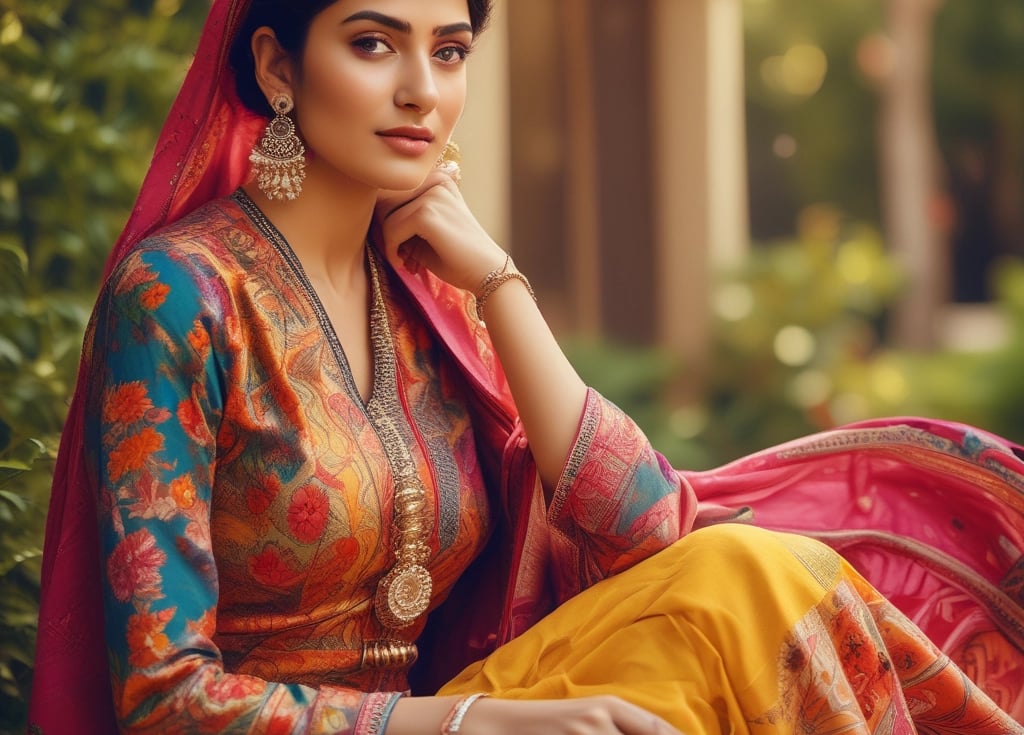 Soft, natural light highlights a model draped in a pale kota dupatta cotton suit, standing beside a sunlit window with gentle shadows falling on linen curtains.
