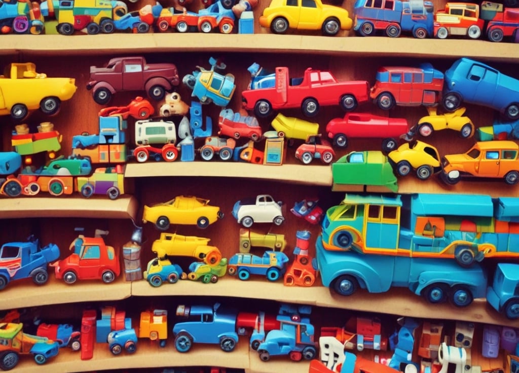 Colorful assortment of toys, party supplies, and seasonal items neatly organized by category.