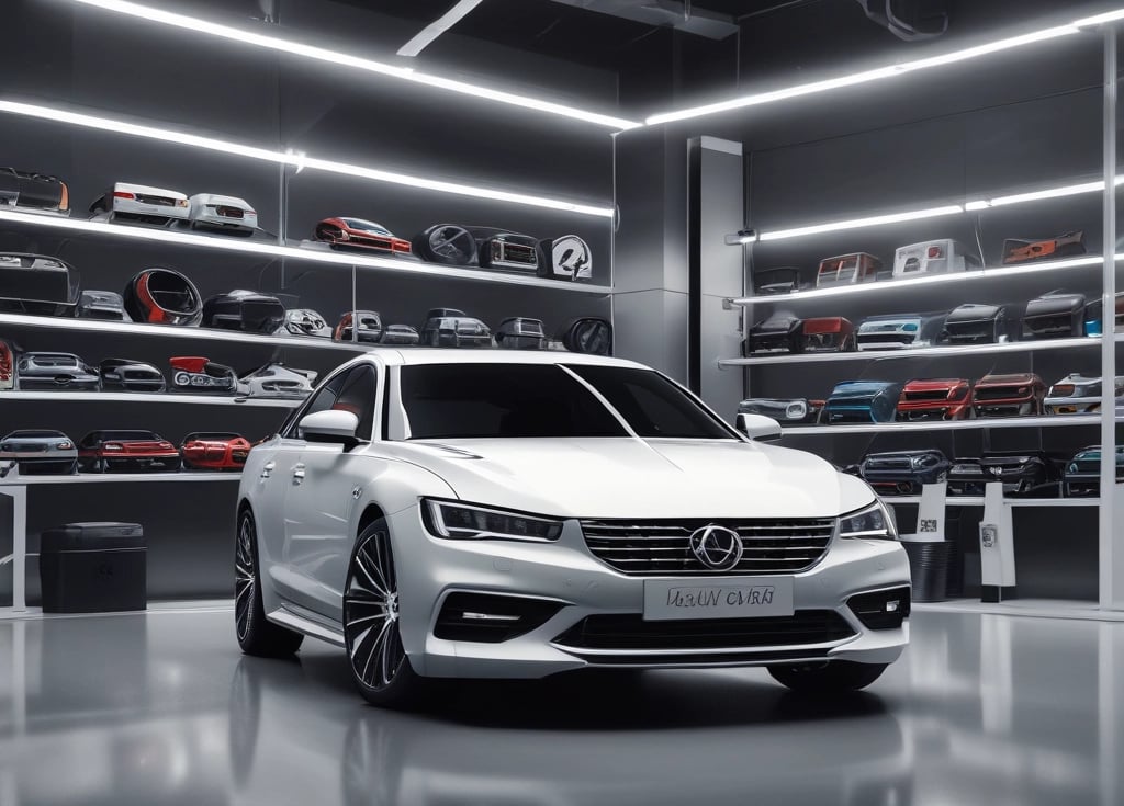 A dynamic image showcasing a sleek car fitted with vibrant LED bar lights and stylish custom number plates.