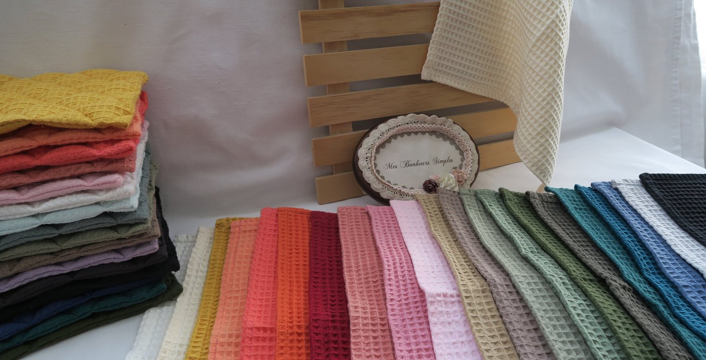 linge de maison (cuisine et bain) en nid d'abeille