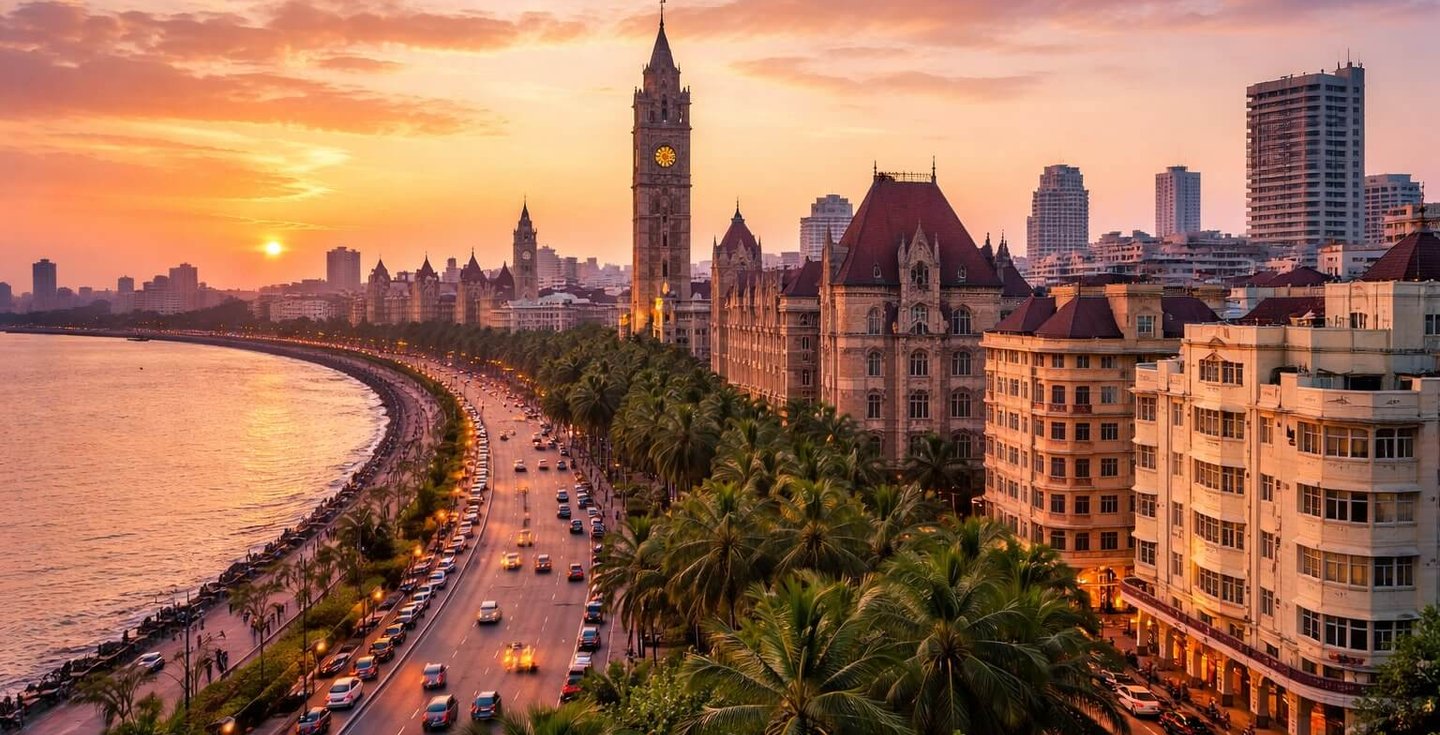 Marine drive urban region in Mumbai