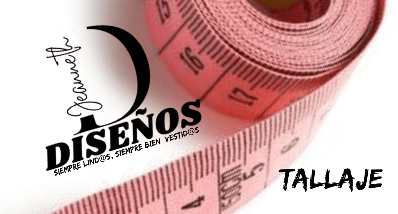 logo jeanneth diseños un metro que representa la toma de medisdas y el letrero de talla 