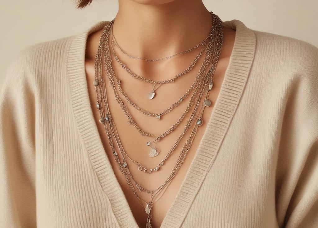 A collection of elegant jewelry sets displayed on black mannequin busts, featuring necklaces, earrings, and bracelets with intricate designs and sparkling details, set in a well-lit store window.