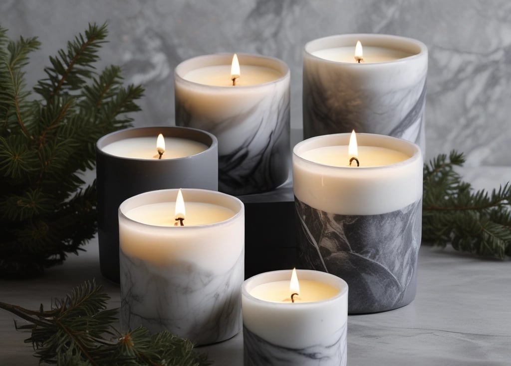 A beautifully arranged display of luxurious scented candles.