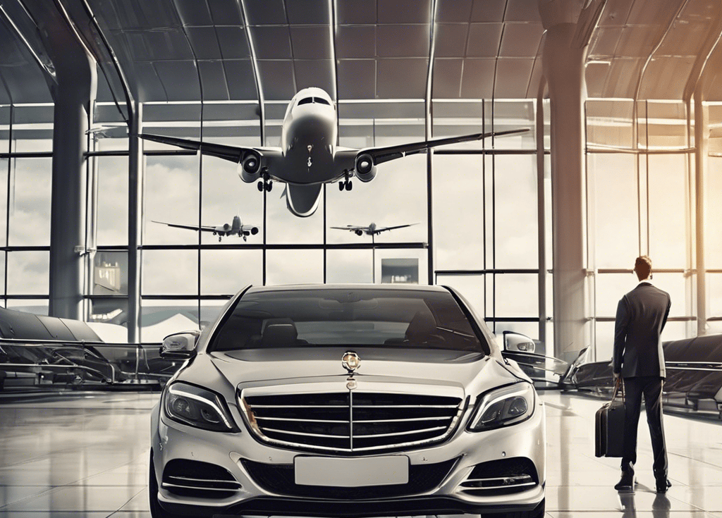 a man standing in front of a car in a large room