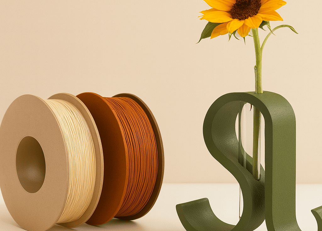 Piezas en 3D creadas con materiales biodegradables y un estilo minimalista.