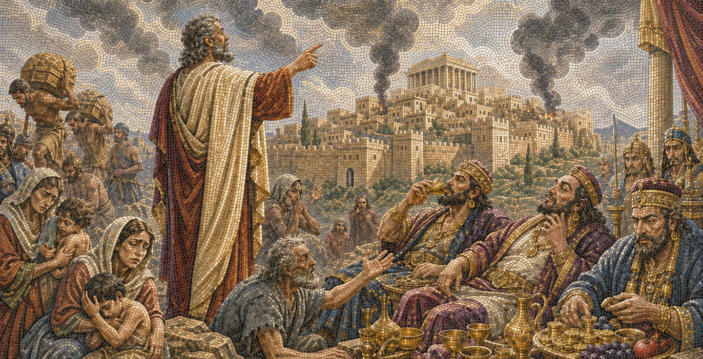 Isaiah confronting the leaders who continue to abuse their power despite the assaults upon Jerusalem