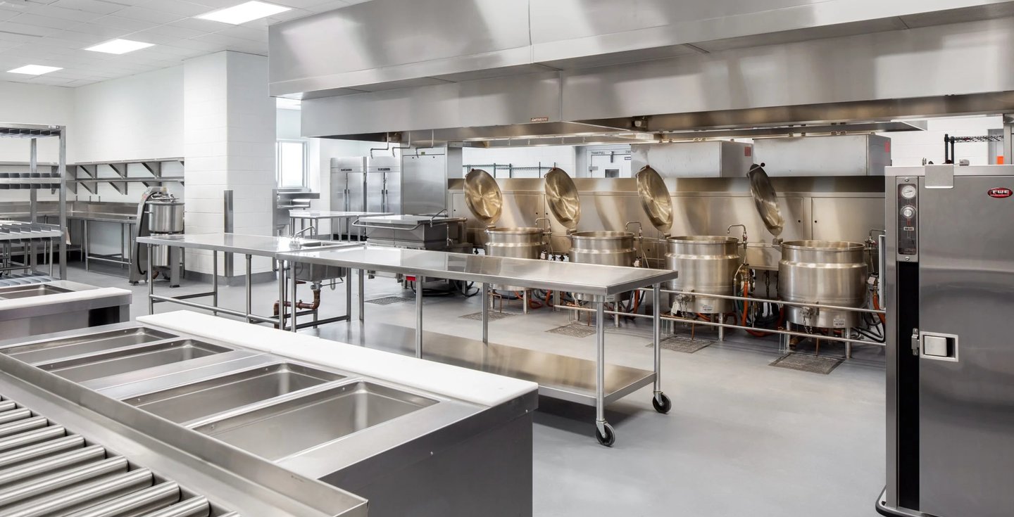 Stainless steel bench Adelaide for high-capacity industrial kitchens.