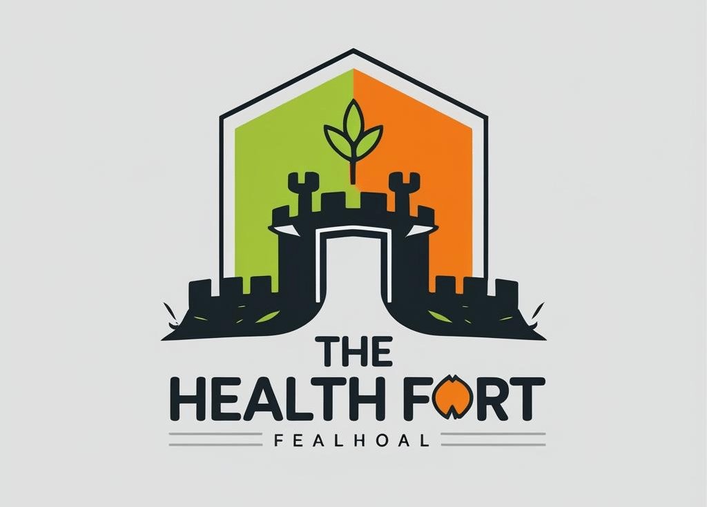 A fort with a green leaf that signifies health growing from the top of the fort.