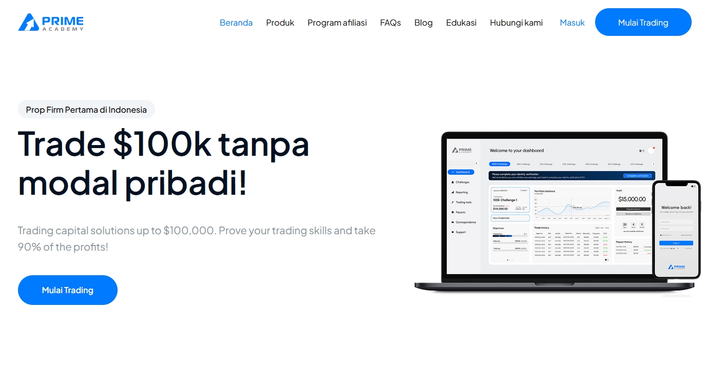 prop firm legal pertama di indonesia prime academy