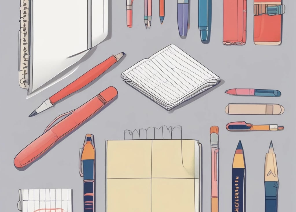 A clean, minimalistic online store homepage showing various product categories like stationery, cleaning supplies, cosmetics, hardware, socks, and food neatly arranged.