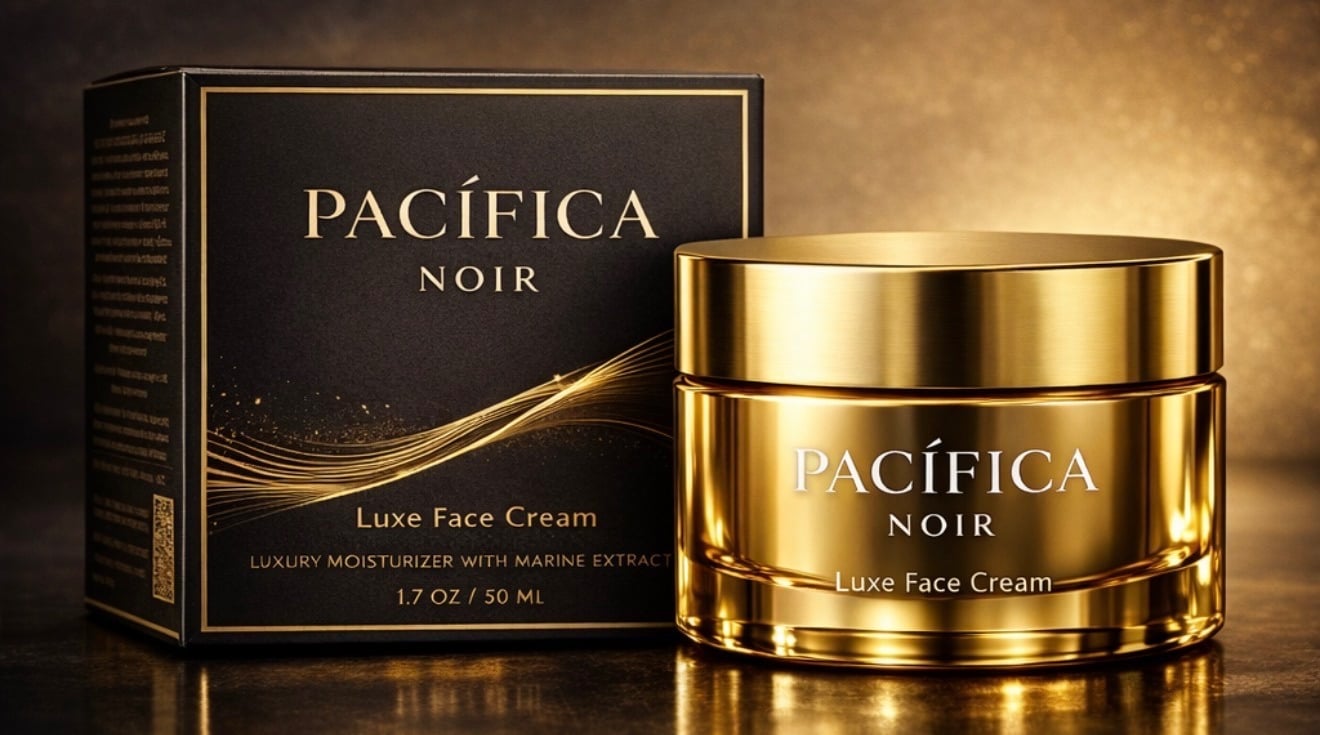 a gold and black box of pacifica nourishing cream
