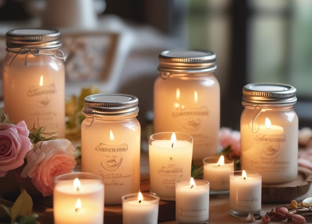 Close-up of beautifully crafted personalized party favors in purple and pink tones