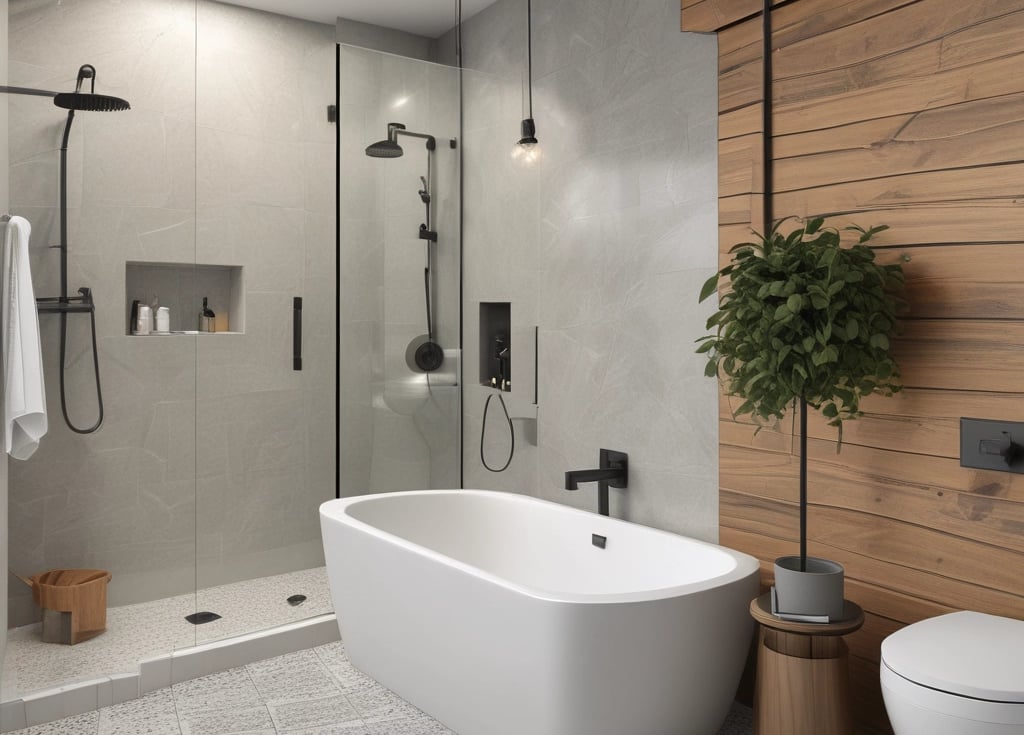 Modern renovated living room with warm lighting and stylish furniture