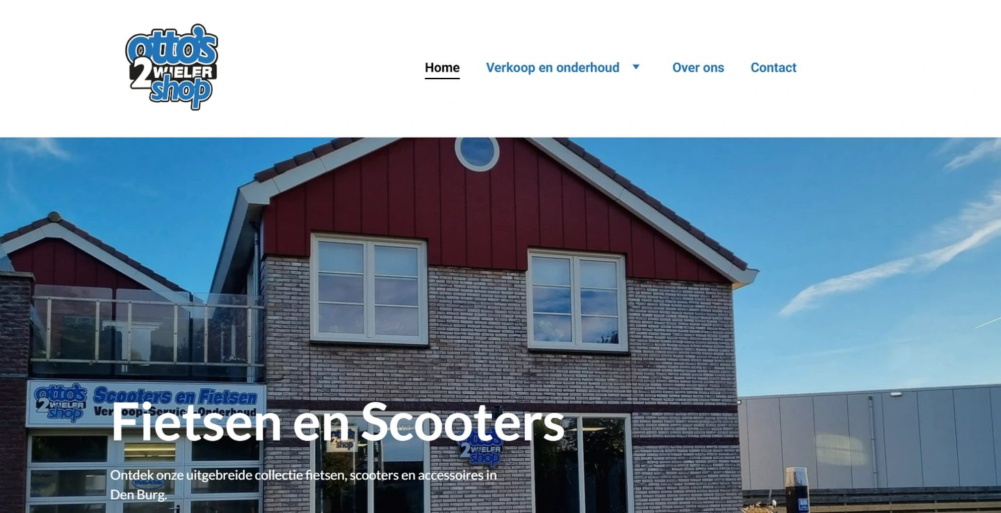 Website van Otto's Tweewielershop