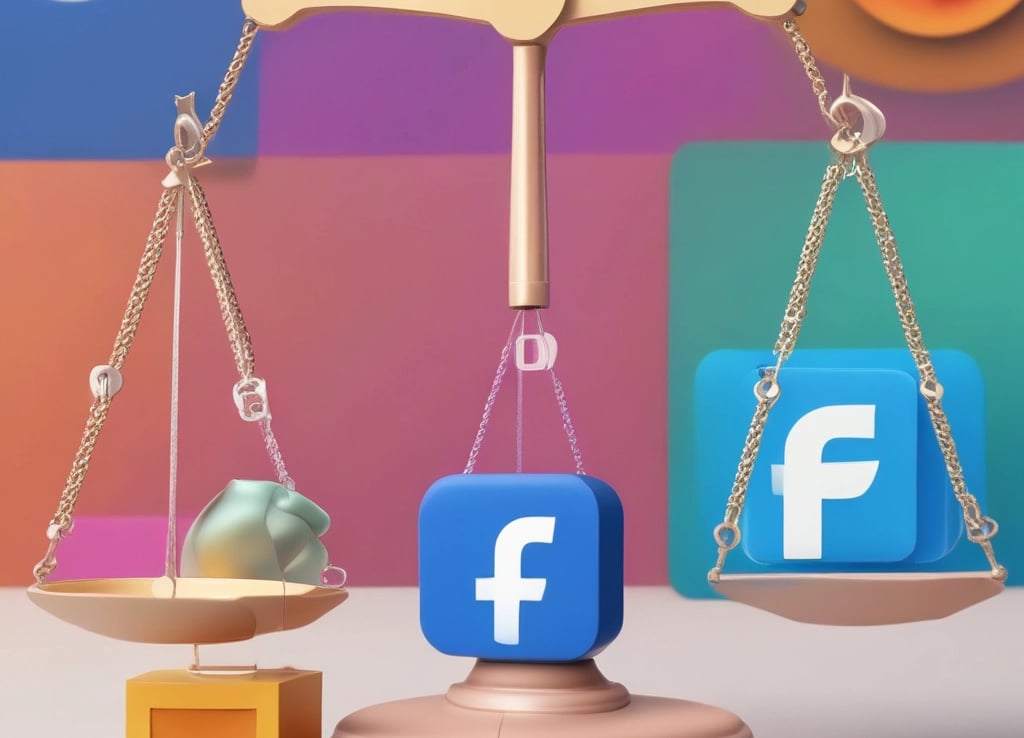 A professional lawyer consulting with a client about social media account recovery, with colorful social media icons in the background.