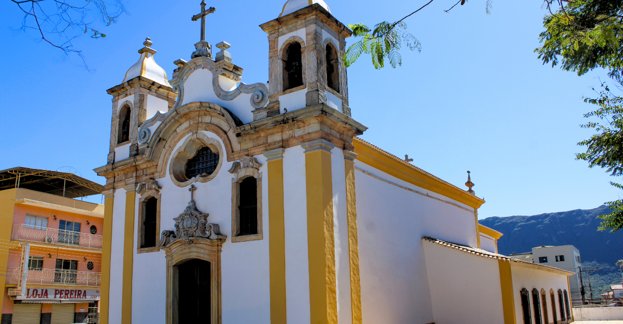 Igreja Matriz no centro turistico de Ouro Branco, cidade turistica de Minas Gerais