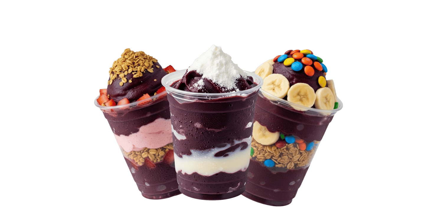 Copos feitos com o Açaí Mais Brasil