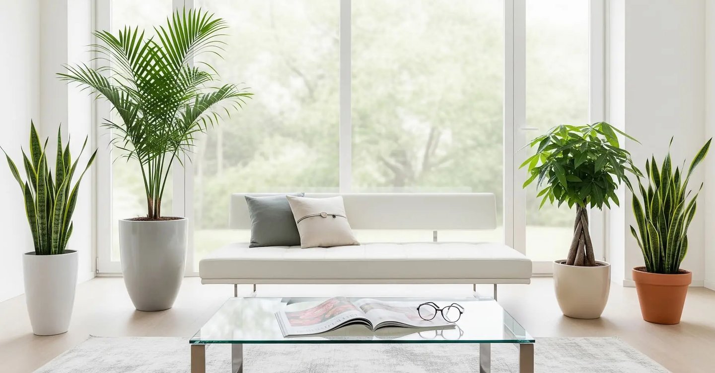 Plantas de interior en una sala de espera, creando ambiente