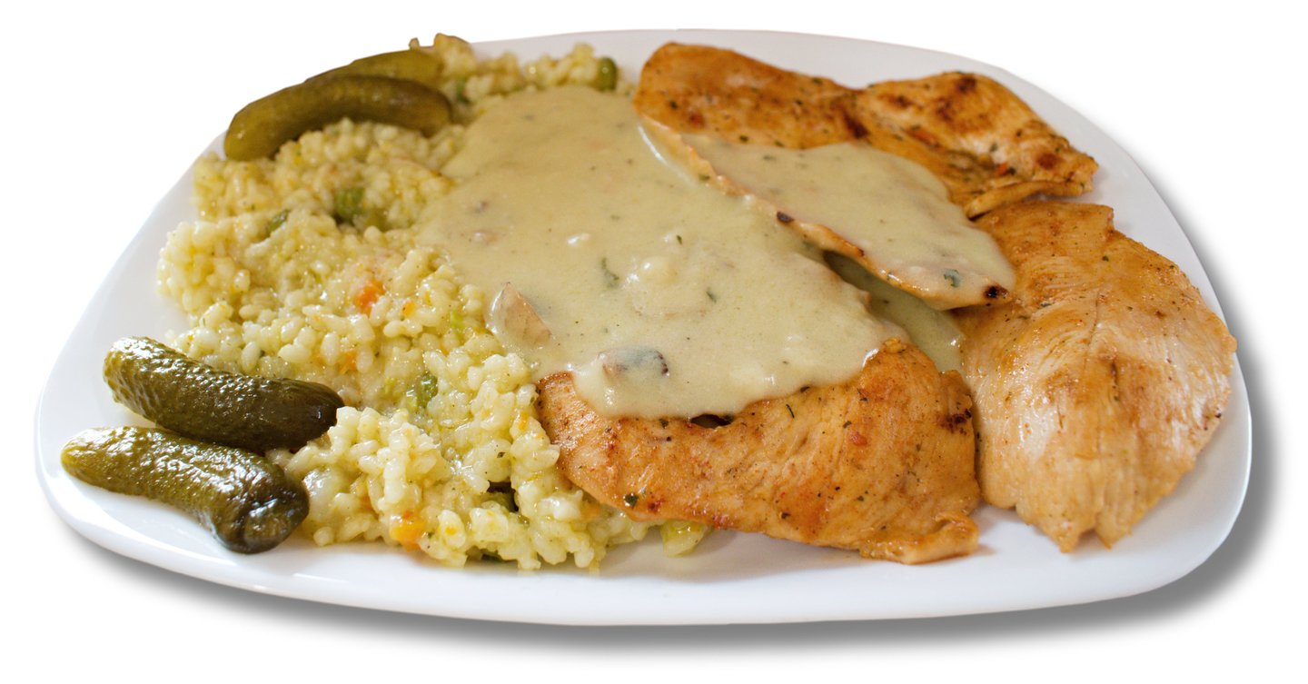 Fileti u sosu od gljiva sa rižom