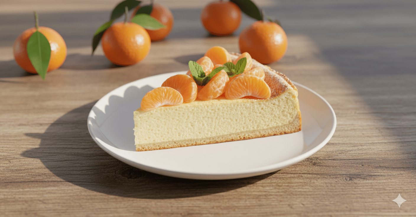 Frischer Käsekuchen mit Mandarinen, leicht und fruchtig, ideal für alle, die ihre Käsekuchen Kalorie