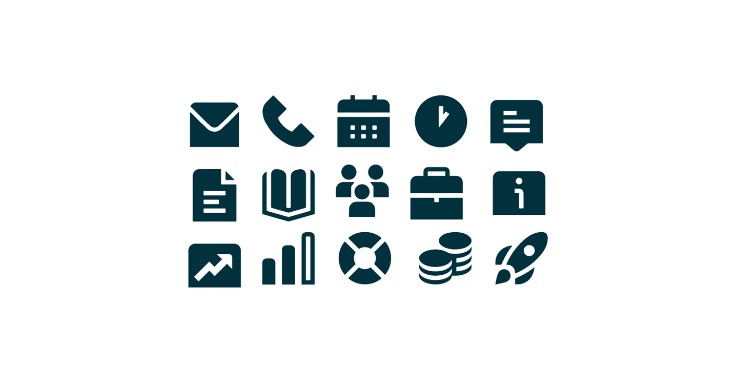 a set of icons representing a business meeting