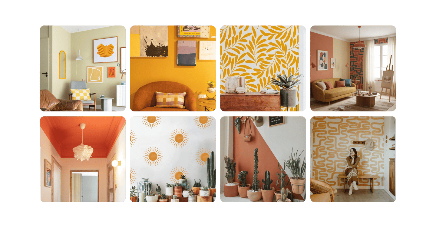 a collage of photos of a living room