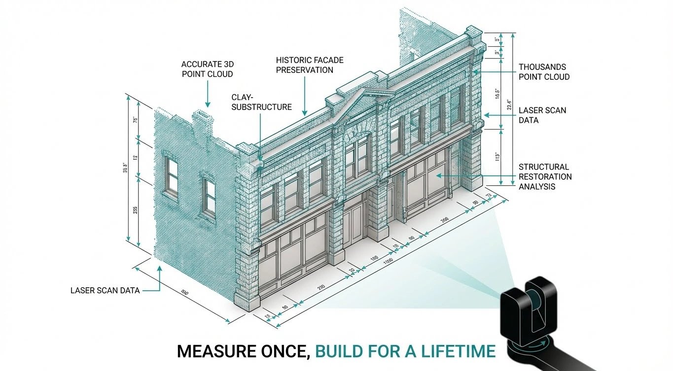A colorized point cloud visualization created via 3D laser scanning in Vancouver