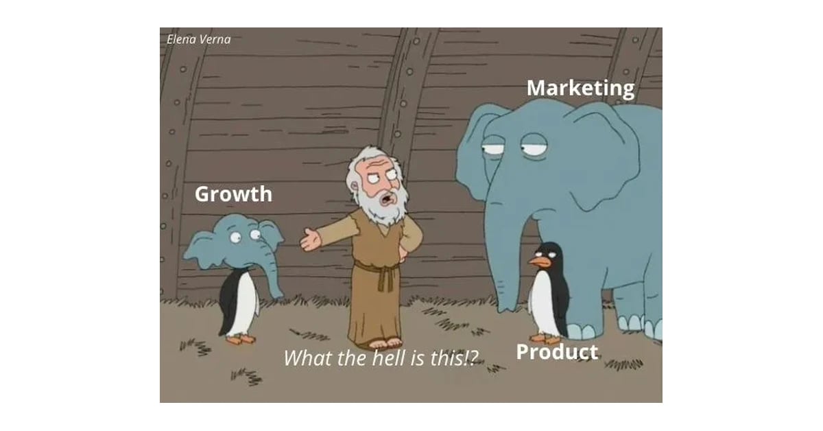 Family Guy meme showing the confusion between growth, marketing, and product teams.