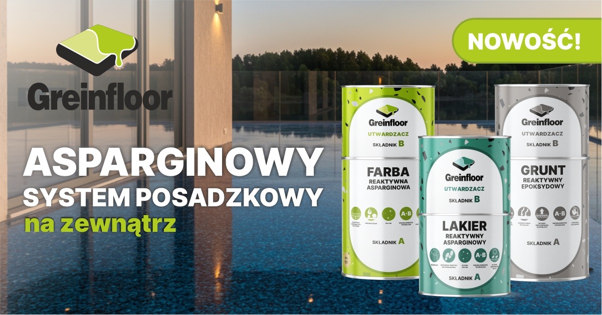Asparginowy system posadzkowy na zewnątrz składający się z gruntu, farby i lakieru..