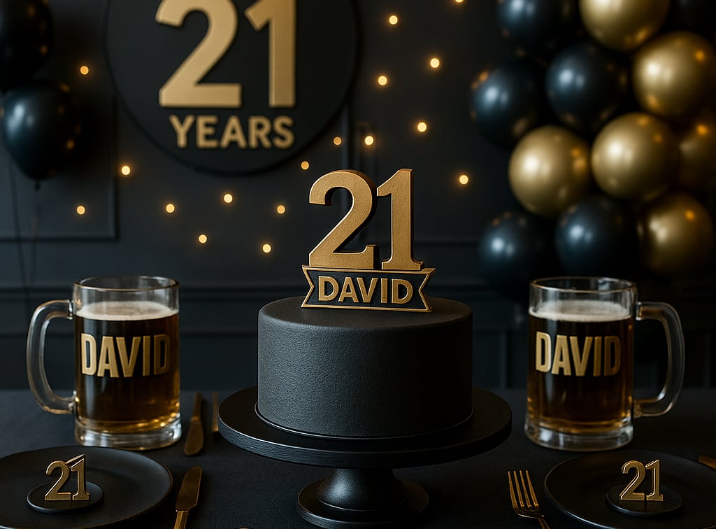 21st Birthday Party Themes for Guys Custom 3DPrinted Decorations — free download