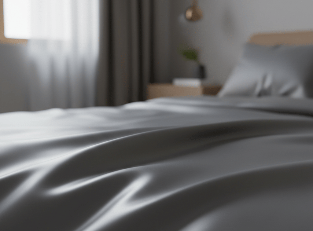 Mulberry silk glossy texture luxury bedding close-up