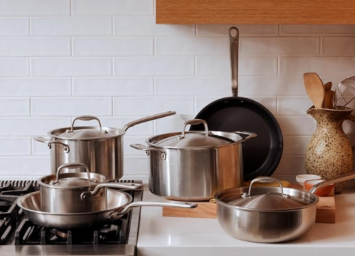 Multi-ply stainless steel cookware set — professional grade non-toxic pots and pans