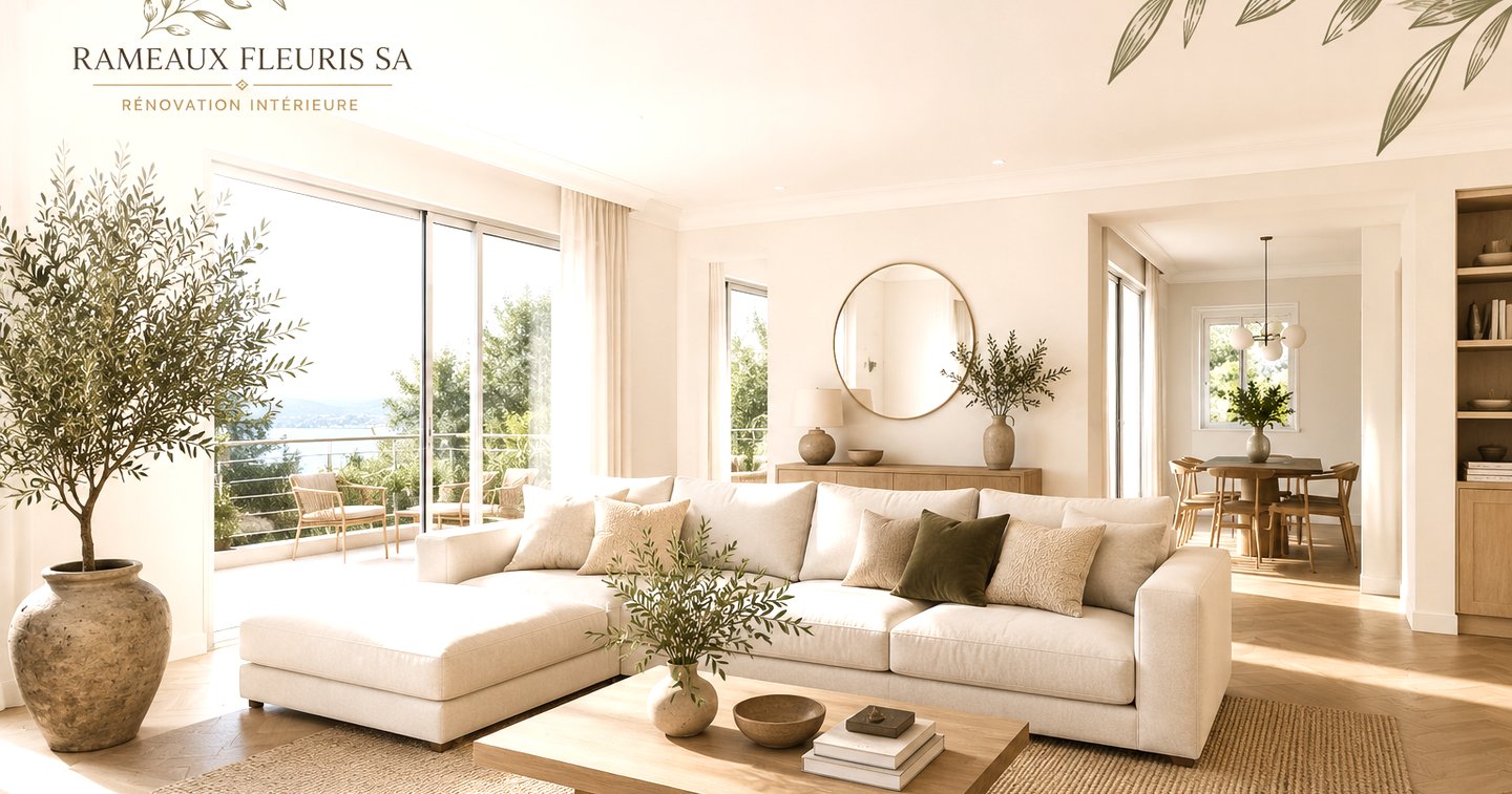 Rénovation intérieure d'un salon moderne avant la vente d'un logem
